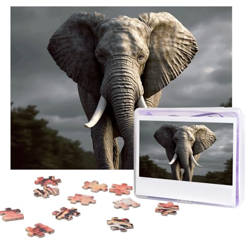 3D-Elefanten-Puzzle, 500 Teile, personalisiertes Puzzle mit Aufbewahrungstasche, Foto-Puzzle für Erwachsene, anspruchsvolles Bilderpuzzle für Männer und Frauen, Heimdekoration (52 x 38 cm) von COWMGHLDFL