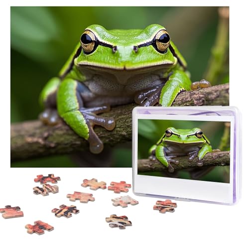 Baumfrosch-Puzzle, 500 Teile, personalisiertes Puzzle mit Aufbewahrungstasche, Foto-Puzzle für Erwachsene, anspruchsvolles Bilderpuzzle für Männer und Frauen, Heimdekoration (52 x 38 cm) von COWMGHLDFL