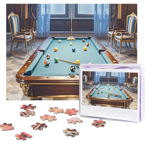 Billard-Puzzle, 500 Teile, personalisiertes Puzzle mit Aufbewahrungstasche, Foto-Puzzle für Erwachsene, anspruchsvolles Bilderpuzzle für Männer und Frauen, Heimdekoration (52 x 38 cm) von COWMGHLDFL
