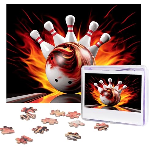 Bowlingball-Puzzle, 500 Teile, personalisiertes Puzzle mit Aufbewahrungstasche, Foto-Puzzle für Erwachsene, anspruchsvolles Bilderpuzzle für Männer und Frauen, Heimdekoration (52 x 38 cm) von COWMGHLDFL