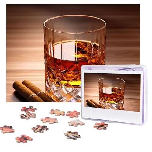 Braune Likör-in-Cup-Puzzles, 500 Teile, personalisiertes Puzzle mit Aufbewahrungstasche, Foto-Puzzle für Erwachsene, herausforderndes Bilder-Puzzle für Männer und Frauen, Heimdekoration (52 x 38 cm) von COWMGHLDFL