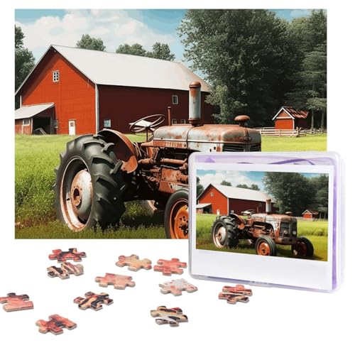 Company Bauernhof-Traktor-Puzzle, 500 Teile, personalisiertes Puzzle mit Aufbewahrungstasche, Foto-Puzzle für Erwachsene, anspruchsvolles Bilderpuzzle für Männer und Frauen, Heimdekoration (52 x 38 cm von COWMGHLDFL