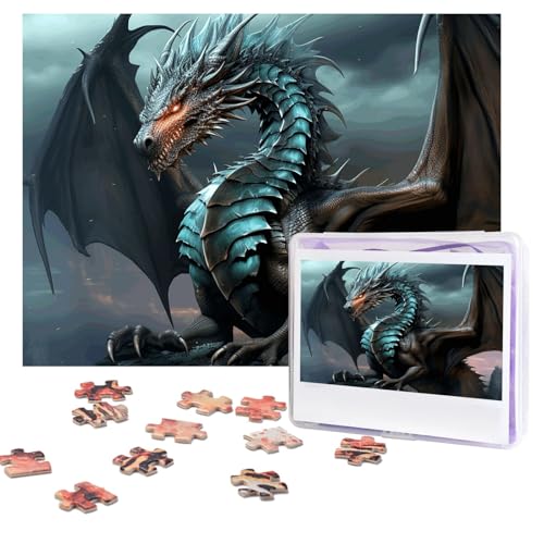 Coole Drachen-Puzzles, 500 Teile, personalisiertes Puzzle mit Aufbewahrungstasche, Foto-Puzzle für Erwachsene, anspruchsvolles Bilderpuzzle für Männer und Frauen, Heimdekoration (52 x 38 cm) von COWMGHLDFL