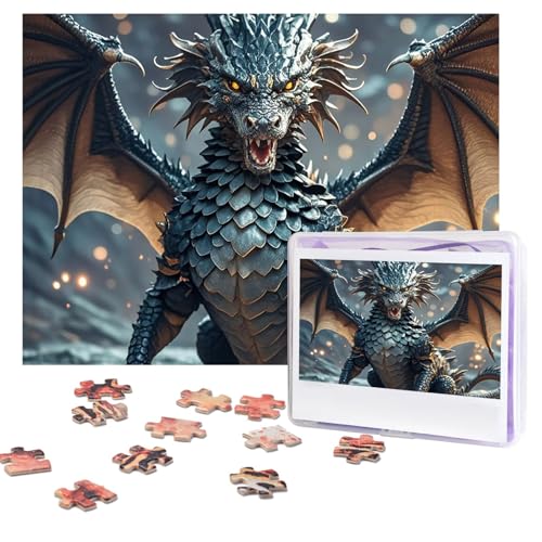 Coole Drachen-Puzzles, 500 Teile, personalisiertes Puzzle mit Aufbewahrungstasche, Foto-Puzzle für Erwachsene, anspruchsvolles Bilderpuzzle für Männer und Frauen, Heimdekoration (52 x 38 cm) von COWMGHLDFL