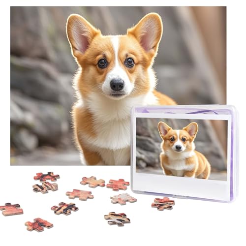 Corgi Hunde-Puzzle, 500 Teile, personalisiertes Puzzle mit Aufbewahrungstasche, Foto-Puzzle für Erwachsene, anspruchsvolles Bilderpuzzle für Männer und Frauen, Heimdekoration (52 x 38 cm) von COWMGHLDFL