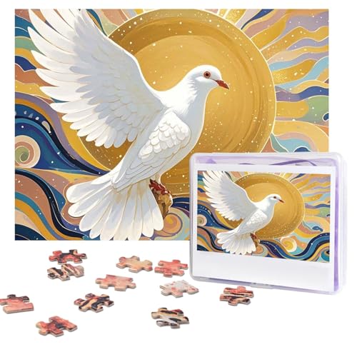 Dove Sun Kunst-Puzzle, 500 Teile, personalisiertes Puzzle mit Aufbewahrungstasche, Foto-Puzzle für Erwachsene, anspruchsvolles Bilderpuzzle für Männer und Frauen, Heimdekoration (52 x 38 cm) von COWMGHLDFL