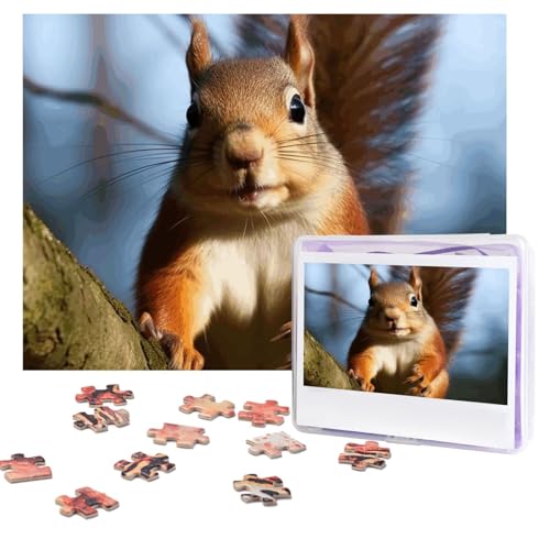 Eichhörnchen, lustiges Tierpuzzle, 500 Teile, personalisiertes Puzzle mit Aufbewahrungstasche, Foto-Puzzle für Erwachsene, anspruchsvolles Bilderpuzzle für Männer und Frauen, Heimdekoration (52 x 38 von COWMGHLDFL
