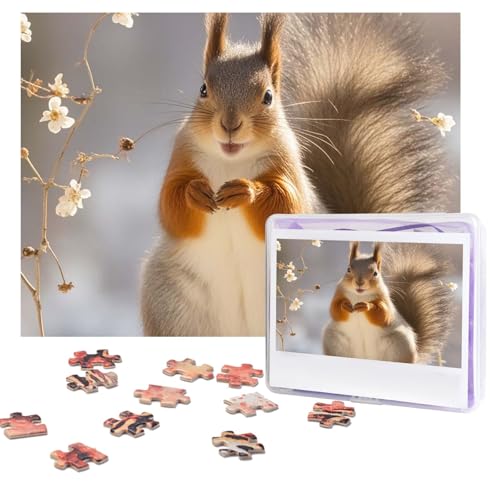 Eichhörnchen, lustiges Tierpuzzle, 500 Teile, personalisiertes Puzzle mit Aufbewahrungstasche, Foto-Puzzle für Erwachsene, anspruchsvolles Bilderpuzzle für Männer und Frauen, Heimdekoration (52 x 38 von COWMGHLDFL