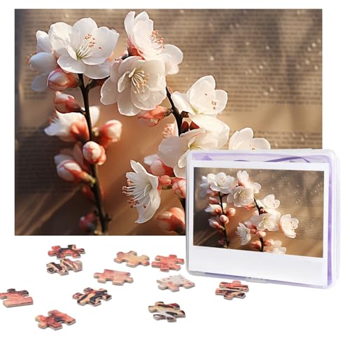Ein Pfirsichblüten-Puzzle, 500 Teile, personalisiertes Puzzle mit Aufbewahrungstasche, Foto-Puzzle für Erwachsene, anspruchsvolles Bilderpuzzle für Männer und Frauen, Heimdekoration (52 x 38 cm) von COWMGHLDFL