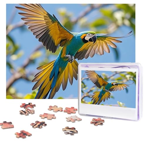 Fliegendes Papageien-Puzzle, 500 Teile, personalisiertes Puzzle mit Aufbewahrungstasche, Foto-Puzzle für Erwachsene, anspruchsvolles Bilderpuzzle für Männer und Frauen, Heimdekoration (52 x 38 cm) von COWMGHLDFL
