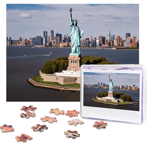 Freiheitsstatue in NYC Puzzles, 500 Teile, personalisiertes Puzzle mit Aufbewahrungstasche, Foto-Puzzle für Erwachsene, anspruchsvolles Bilderpuzzle für Männer und Frauen, Heimdekoration (52 x 38 cm) von COWMGHLDFL