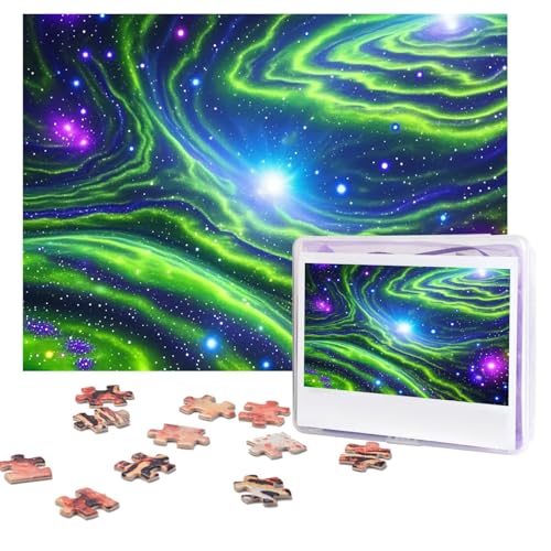 Galaxie-Puzzle, 500 Teile, personalisierbar, mit Aufbewahrungstasche, Foto-Puzzle für Erwachsene, anspruchsvolles Bilderpuzzle für Männer und Frauen, Heimdekoration (52 x 38 cm) von COWMGHLDFL