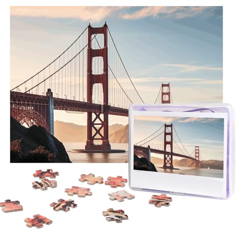 Golden Gate Bridge Puzzles, 500 Teile, personalisiertes Puzzle mit Aufbewahrungstasche, Foto-Puzzle für Erwachsene, anspruchsvolles Bilderpuzzle für Männer und Frauen, Heimdekoration (52 x 38 cm) von COWMGHLDFL