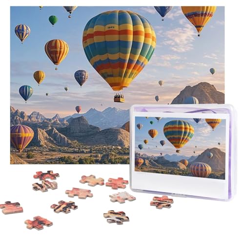 Heißluftballon-Puzzle, 500 Teile, personalisiertes Puzzle mit Aufbewahrungstasche, Foto-Puzzle für Erwachsene, anspruchsvolles Bilderpuzzle für Männer und Frauen, Heimdekoration (52 x 38 cm) von COWMGHLDFL