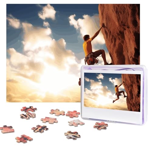 Klettersport-Puzzle, 500 Teile, personalisierbar, mit Aufbewahrungstasche, Foto-Puzzle für Erwachsene, anspruchsvolles Bilderpuzzle für Männer und Frauen, Heimdekoration (52 x 38 cm) von COWMGHLDFL