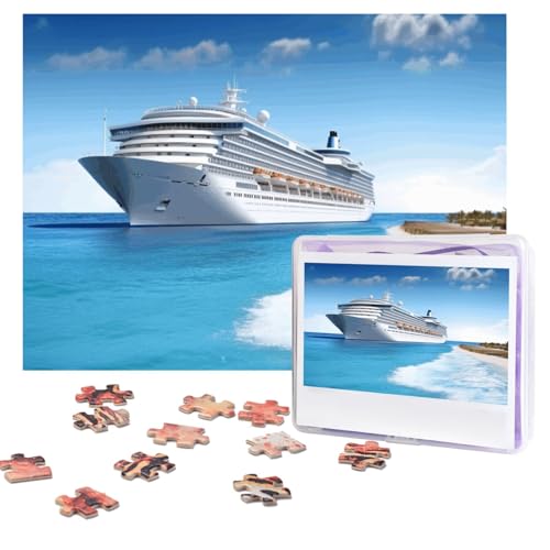 Kreuzfahrtschiff-Puzzle, 500 Teile, personalisiertes Puzzle mit Aufbewahrungstasche, Foto-Puzzle für Erwachsene, anspruchsvolles Bilderpuzzle für Männer und Frauen, Heimdekoration (52 x 38 cm) von COWMGHLDFL