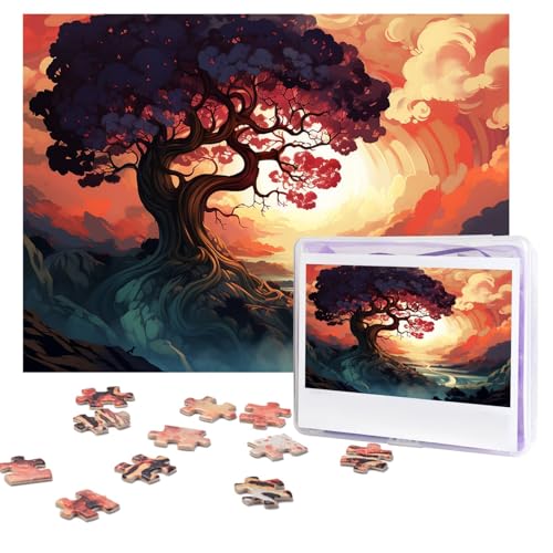 Kunstbaum-Puzzle, 500 Teile, personalisiertes Puzzle mit Aufbewahrungstasche, Foto-Puzzle für Erwachsene, anspruchsvolles Bilderpuzzle für Männer und Frauen, Heimdekoration (52 x 38 cm) von COWMGHLDFL