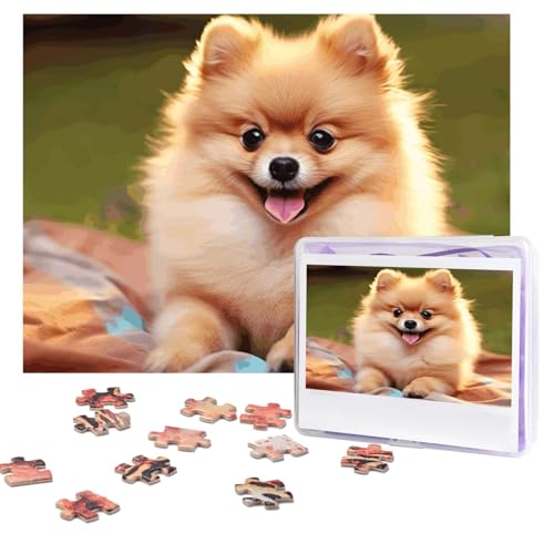 Kurzhaarige Zwergspitz-Puzzles, 500 Teile, personalisiertes Puzzle mit Aufbewahrungstasche, Foto-Puzzle für Erwachsene, anspruchsvolles Bilderpuzzle für Männer und Frauen, Heimdekoration (52 x 38 cm) von COWMGHLDFL