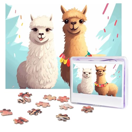 Llama-Alpaka-Puzzle, 500 Teile, personalisiertes Puzzle mit Aufbewahrungstasche, Foto-Puzzle für Erwachsene, anspruchsvolles Bilderpuzzle für Männer und Frauen, Heimdekoration (52 x 38 cm) von COWMGHLDFL