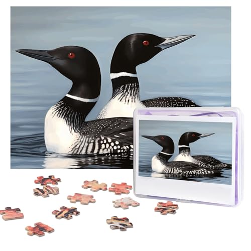 Loon Birds Puzzles, 500 Teile, personalisiertes Puzzle mit Aufbewahrungstasche, Foto-Puzzle für Erwachsene, anspruchsvolles Bilderpuzzle für Männer und Frauen, Heimdekoration (52 x 38 cm) von COWMGHLDFL