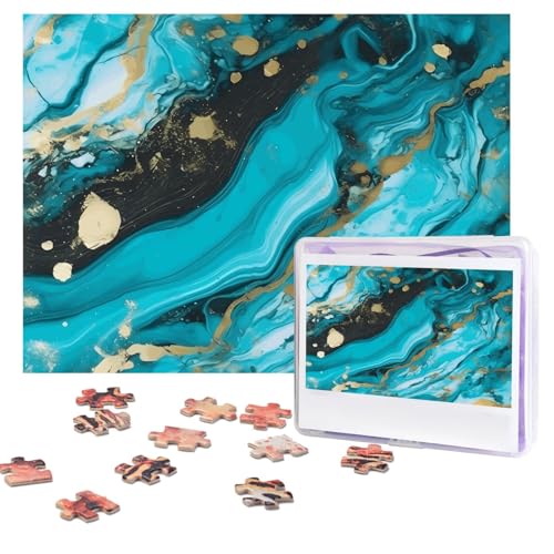 Marmor-Puzzle, 500 Teile, personalisierbar, mit Aufbewahrungstasche, Foto-Puzzle für Erwachsene, anspruchsvolles Bilderpuzzle für Männer und Frauen, Heimdekoration (52 x 38 cm) von COWMGHLDFL