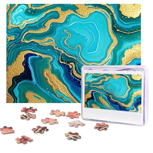 Marmor-Puzzle, 500 Teile, personalisierbar, mit Aufbewahrungstasche, Foto-Puzzle für Erwachsene, anspruchsvolles Bilderpuzzle für Männer und Frauen, Heimdekoration (52 x 38 cm) von COWMGHLDFL