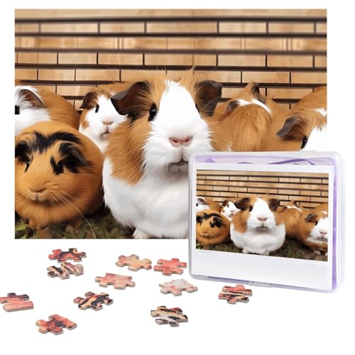 Meerschweinchen-Puzzle, 500 Teile, personalisiertes Puzzle mit Aufbewahrungstasche, Foto-Puzzle für Erwachsene, anspruchsvolles Bilderpuzzle für Männer und Frauen, Heimdekoration (52 x 38 cm) von COWMGHLDFL