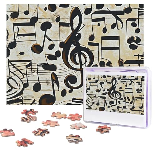 Musiknoten-Druck-Puzzle, 500 Teile, personalisiertes Puzzle mit Aufbewahrungstasche, Foto-Puzzle für Erwachsene, anspruchsvolles Bilderpuzzle für Männer und Frauen, Heimdekoration (52 x 38 cm) von COWMGHLDFL