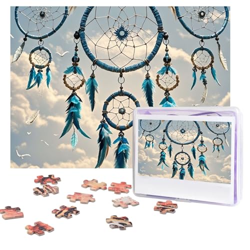 Native Traumfänger-Puzzle, 500 Teile, personalisiertes Puzzle mit Aufbewahrungstasche, Foto-Puzzle für Erwachsene, anspruchsvolles Bilderpuzzle für Männer und Frauen, Heimdekoration (52 x 38 cm) von COWMGHLDFL