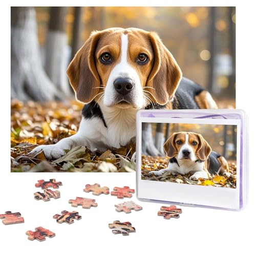 Niedliches Beagle-Puzzle, 500 Teile, personalisiertes Puzzle mit Aufbewahrungstasche, Foto-Puzzle für Erwachsene, anspruchsvolles Bilderpuzzle für Männer und Frauen, Heimdekoration (52 x 38 cm) von COWMGHLDFL