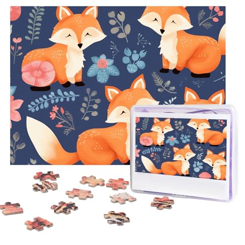 Niedliches Tierpuzzle, Fuchs, Blume, 500 Teile, personalisierbar, mit Aufbewahrungstasche, Foto-Puzzle für Erwachsene, herausforderndes Bilderpuzzle für Männer und Frauen, Heimdekoration (52 x 38 cm) Niedliches Tierpuzzle, Fuchs, Blume, 500 Teile, personalisierbar, mit Aufbewahrungstasche, Foto-Puzzle für Erwachsene, herausforderndes Bilderpuzzle für Männer und Frauen, Heimdekoration (52 x 38 cm) von COWMGHLDFL