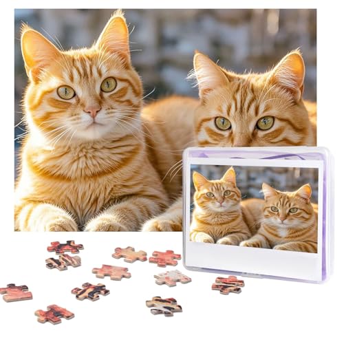 Orange Cats Puzzles, 500 Teile, personalisiertes Puzzle mit Aufbewahrungstasche, Foto-Puzzle für Erwachsene, anspruchsvolles Bilderpuzzle für Männer und Frauen, Heimdekoration (52 x 38 cm) von COWMGHLDFL