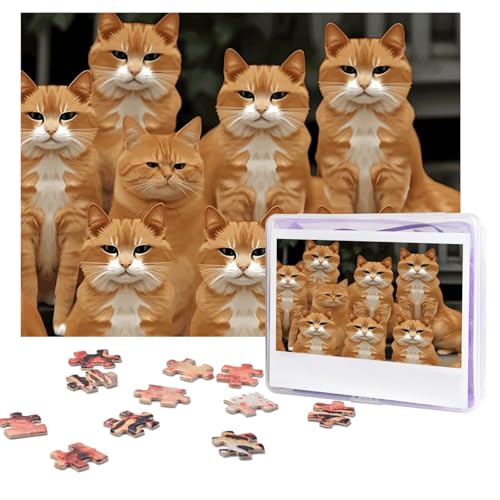 Orange Cats Puzzles, 500 Teile, personalisiertes Puzzle mit Aufbewahrungstasche, Foto-Puzzle für Erwachsene, anspruchsvolles Bilderpuzzle für Männer und Frauen, Heimdekoration (52 x 38 cm) von COWMGHLDFL