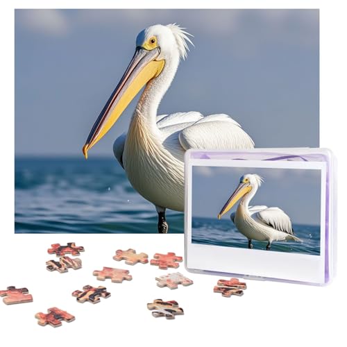 Pelican Vogel-Puzzle, 500 Teile, personalisiertes Puzzle mit Aufbewahrungstasche, Foto-Puzzle für Erwachsene, anspruchsvolles Bilderpuzzle für Männer und Frauen, Heimdekoration (52 x 38 cm) von COWMGHLDFL