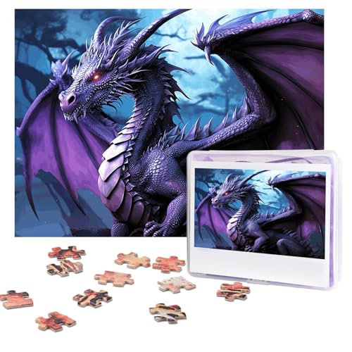 Purple Dragon Purple Moon Puzzles 500 Pieces Personalized Jigsaw Puzzles with storage bag Photos Puzzle for Adults Challenging Picture Puzzle for Men Women Home Decor (52x38cm) von COWMGHLDFL