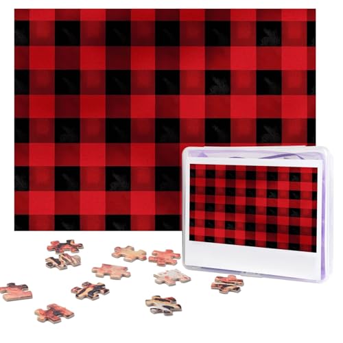 Puzzle mit Büffelkaromuster, 500 Teile, personalisiertes Puzzle mit Aufbewahrungstasche, Foto-Puzzle für Erwachsene, anspruchsvolles Bilderpuzzle für Männer und Frauen, Heimdekoration (52 x 38 cm) von COWMGHLDFL