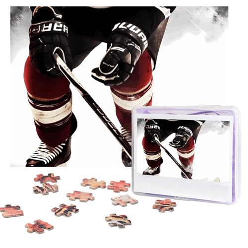 Puzzle mit Eishockey-Muster, 500 Teile, personalisiertes Puzzle mit Aufbewahrungstasche, Foto-Puzzle für Erwachsene, anspruchsvolles Bilderpuzzle für Männer und Frauen, Heimdekoration (52 x 38 cm) von COWMGHLDFL