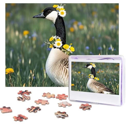 Puzzle mit Gänseblumen, 500 Teile, personalisierbar, mit Aufbewahrungstasche, Foto-Puzzle für Erwachsene, anspruchsvolles Bilderpuzzle für Männer und Frauen, Heimdekoration (52 x 38 cm) von COWMGHLDFL