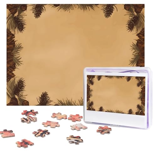 Puzzle mit Tannenzapfen, 500 Teile, personalisiertes Puzzle mit Aufbewahrungstasche, Foto-Puzzle für Erwachsene, anspruchsvolles Bilderpuzzle für Männer und Frauen, Heimdekoration (52 x 38 cm) von COWMGHLDFL