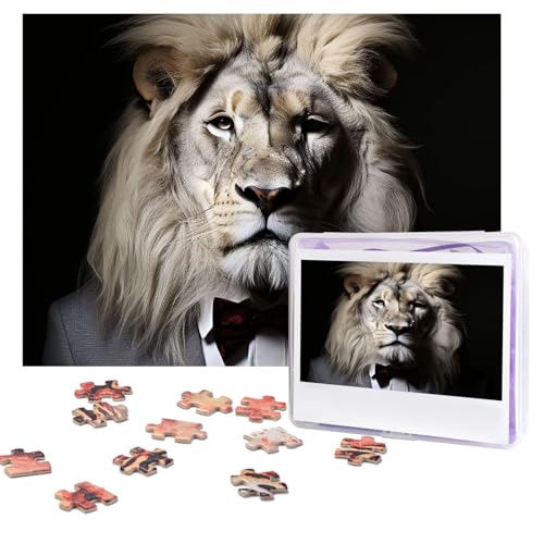 Puzzle mit Tierlöwe, 500 Teile, personalisierbar, mit Aufbewahrungstasche, Foto-Puzzle für Erwachsene, anspruchsvolles Bilderpuzzle für Männer und Frauen, Heimdekoration, 52 x 38 cm, Weiß / Schwarz Puzzle mit Tierlöwe, 500 Teile, personalisierbar, mit Aufbewahrungstasche, Foto-Puzzle für Erwachsene, anspruchsvolles Bilderpuzzle für Männer und Frauen, Heimdekoration, 52 x 38 cm, Weiß / Schwarz von COWMGHLDFL