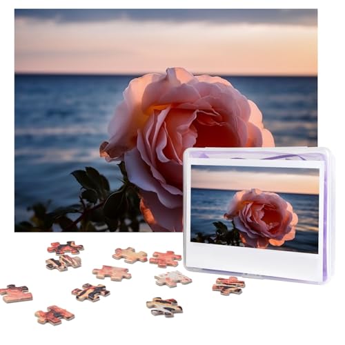 Rosen-Puzzles, 500 Teile, personalisiertes Puzzle mit Aufbewahrungstasche, Foto-Puzzle für Erwachsene, anspruchsvolles Bilderpuzzle für Männer und Frauen, Heimdekoration (52 x 38 cm) von COWMGHLDFL