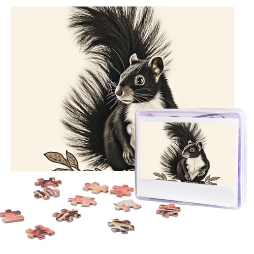 Skunk Puzzles 500 Teile, personalisiertes Puzzle mit Aufbewahrungstasche, Foto-Puzzle für Erwachsene, anspruchsvolles Bilderpuzzle für Männer und Frauen, Heimdekoration (52 x 38 cm) von COWMGHLDFL