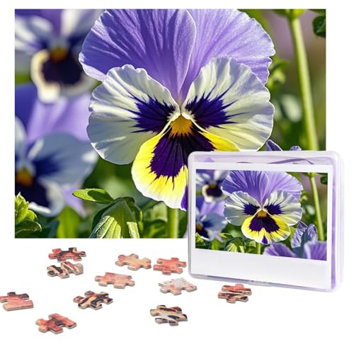 Stiefmütterchen-Puzzle, 500 Teile, personalisiertes Puzzle mit Aufbewahrungstasche, Foto-Puzzle für Erwachsene, anspruchsvolles Bilderpuzzle für Männer und Frauen, Heimdekoration (52 x 38 cm) von COWMGHLDFL