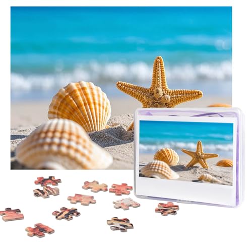 Strandmuschel-Puzzle, Seestern-Puzzle, 500 Teile, personalisiertes Puzzle mit Aufbewahrungstasche, Foto-Puzzle für Erwachsene, anspruchsvolles Bilderpuzzle für Männer und Frauen, Heimdekoration (52 x von COWMGHLDFL