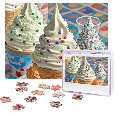 Sweet Ice Cream Puzzles, 500 Teile, personalisiertes Puzzle mit Aufbewahrungstasche, Foto-Puzzle für Erwachsene, anspruchsvolles Bilderpuzzle für Männer und Frauen, Heimdekoration (52 x 38 cm) von COWMGHLDFL