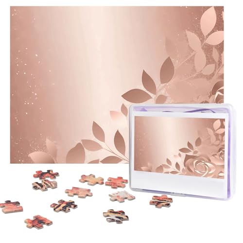 Tapetenpuzzle in Roségold, 500 Teile, personalisiertes Puzzle mit Aufbewahrungstasche, Foto-Puzzle für Erwachsene, anspruchsvolles Bilderpuzzle für Männer und Frauen, Heimdekoration (52 x 38 cm) von COWMGHLDFL