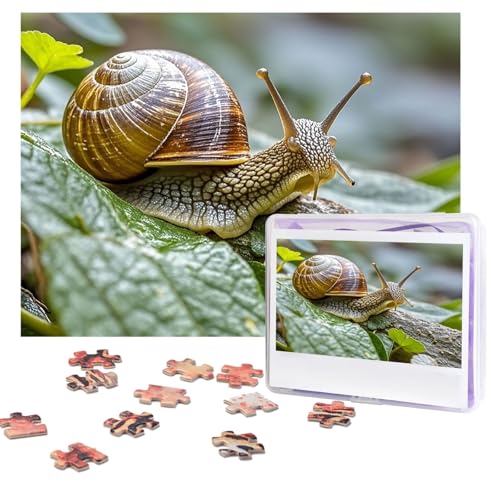 Tier-Schnecken-Puzzle, 500 Teile, personalisiertes Puzzle mit Aufbewahrungstasche, Foto-Puzzle für Erwachsene, anspruchsvolles Bilderpuzzle für Männer und Frauen, Heimdekoration (52 x 38 cm) von COWMGHLDFL