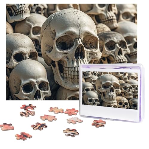 Totenkopf-Puzzle, 500 Teile, personalisiertes Puzzle mit Aufbewahrungstasche, Foto-Puzzle für Erwachsene, anspruchsvolles Bilderpuzzle für Männer und Frauen, Heimdekoration (52 x 38 cm) von COWMGHLDFL