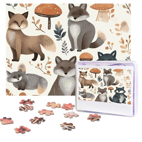 Wald-Waschbär-Tier-Puzzle, 500 Teile, personalisiertes Puzzle mit Aufbewahrungstasche, Foto-Puzzle für Erwachsene, anspruchsvolles Bilderpuzzle für Männer und Frauen, Heimdekoration (52 x 38 cm) von COWMGHLDFL