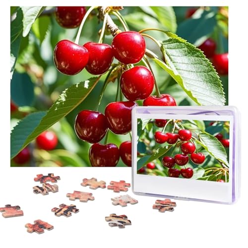 cherry Puzzles 500 Teile, personalisiertes Puzzle mit Aufbewahrungstasche, Foto-Puzzle für Erwachsene, anspruchsvolles Bilderpuzzle für Männer und Frauen, Heimdekoration (52 x 38 cm) von COWMGHLDFL